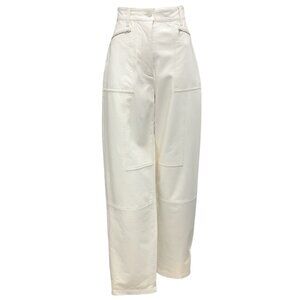 IRO Chalk 2023 Cabir Straight Leg High Rise Patent Leather Trousers